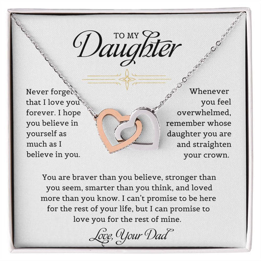 To My Daughter | Never Forget That I Love You - Interlocking Hearts necklace