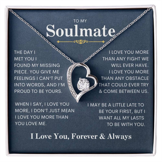 To My Soulmate | I Love You, Forever & Always - Forever Love Necklace